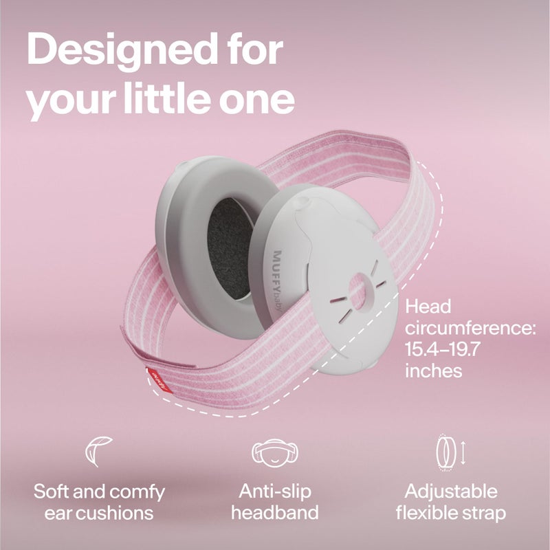 ALPINE HEARING PROTECTION Alpine Muffy Baby Ear Protection for Babies and Toddlers up to 36 Months - CE & ANSI Certified - Noise Reduction Earmuffs - Comfortable Baby Headphones Against Hearing Damage & Improves Sleep - Pink - Image 3